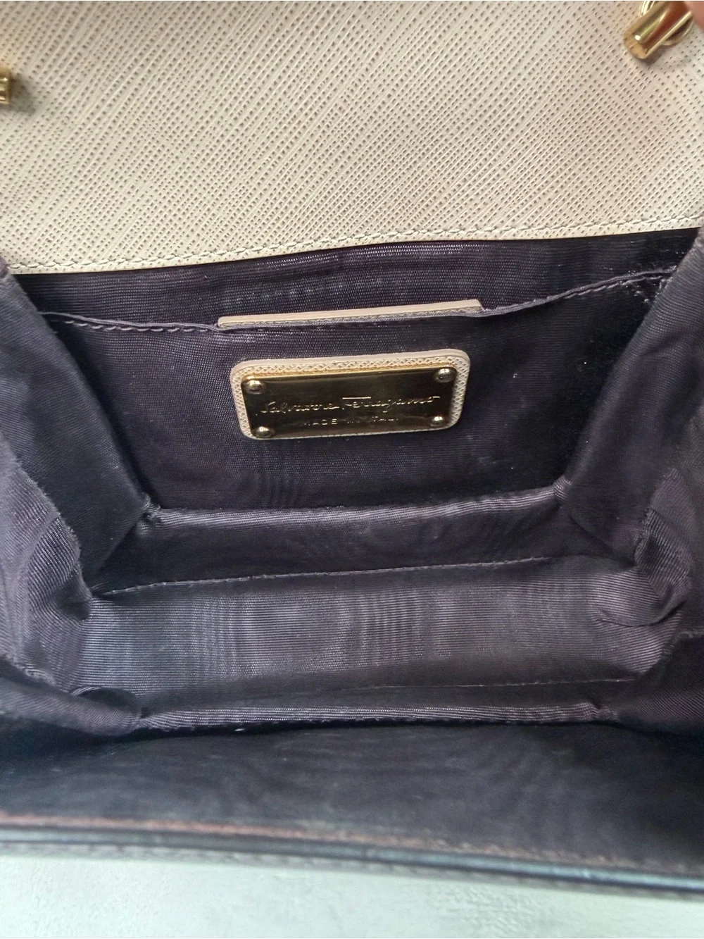 Salvatore Farragamo Leather Ginny Mini Vara Purple Crossbody Bag